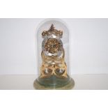 Skeleton Clock with Glass Dome