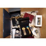 Box of wristwatches and costume jewellery