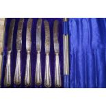 Cased set of silver handled butter knives