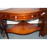 Edwardian mahogany inlay corner table. 92cm height