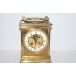 Victorian brass carriage clock with barometer Meas