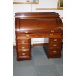 Victorian mahogany twin pedestal cylinder top desk