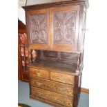 Early oak Jacobean style chest over draw. 180cm x