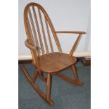 Ercol Windsor rocking chair in elm and beech with hooped top rail, height 85cm