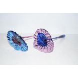 2 art glass flowers