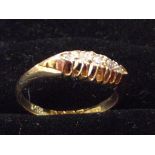 18 ct gold and 5 stone diamond ring size M