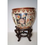 Chinese fish bowl with stand. Height including sta