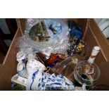 A box of glass and ceramics