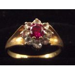 9ct Gold cluster ring. Size O