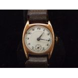 Buren 9ct gold cased vintage gents wristwwatch. Cu