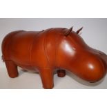 Leather Hippo Footstool. Length 58cm, Height 29cm