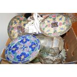 Box of glass and ceramics to include Royal Doulton