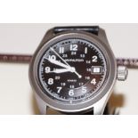 Hamilton Khaki wristwatch with black face. Boxed w