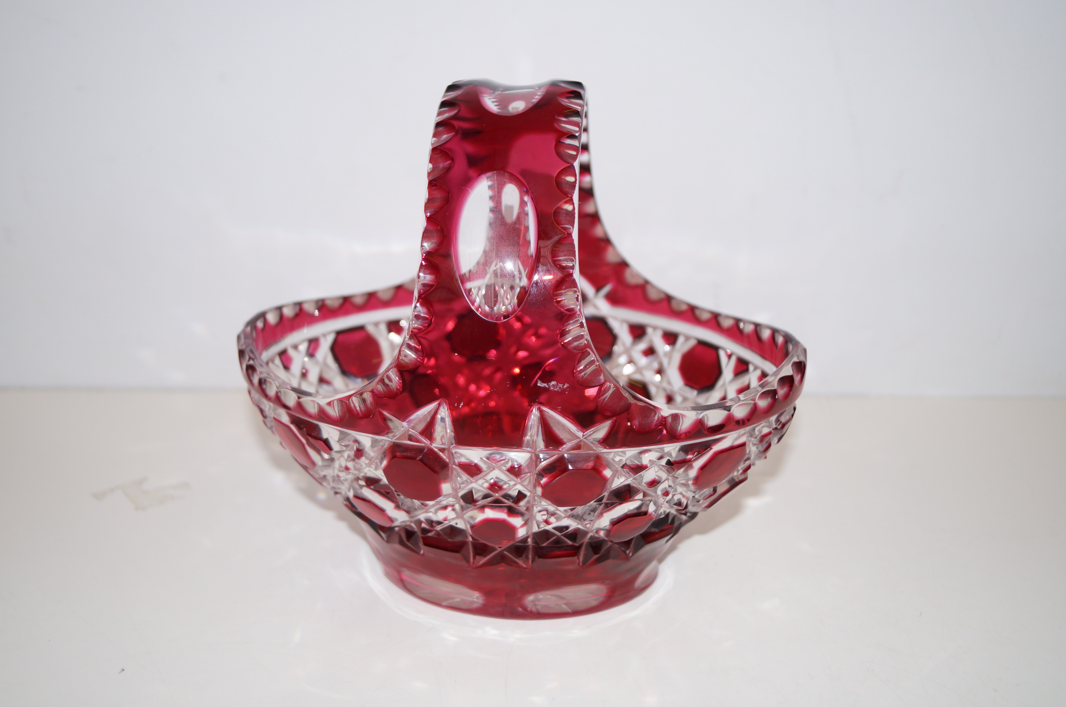 Cramberry glass basket