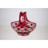 Cramberry glass basket