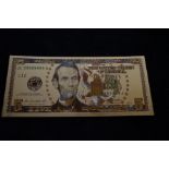 99.9% Gold Foil $5 bill