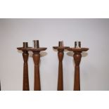 Two pairs of wood candle sticks, removed from a ch