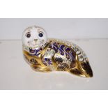 Royal Crown Derby seal paperweight with gold stopp