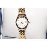 gold plated ladies rotary watch with box and paper