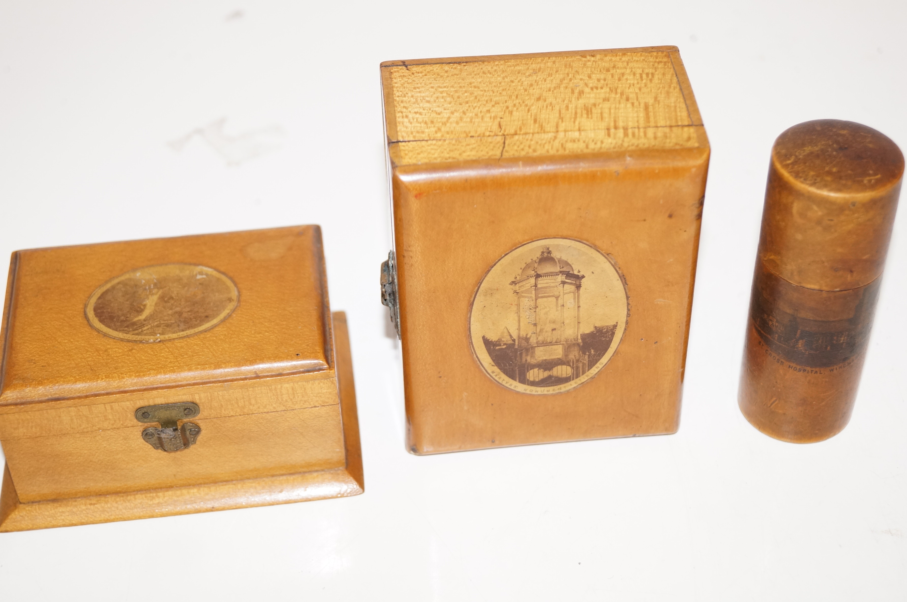 three Mauchline ware boxes