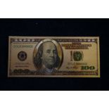 99.9% Gold Foil $100 bill