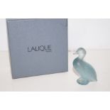 Lalique crystal blue duck. 8cm. Boxed
