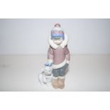 Lladro figure of girl and polar bear height 15cm