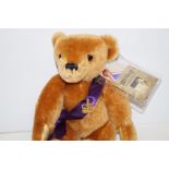 Merrythought mohair teddy bear with tags: The Quee