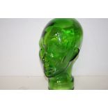 Large green glass head 30cm