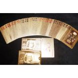 999.9 Gold foil set of playing cards depicting 100