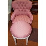 Upholstered bedroom chair and stool