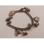 Silver charm bracelet, weight 36 grams