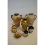 Group of Japanese porcelain to include a bronze va