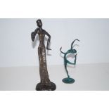 Bronze Figure of a Lady together with a Bronze Fig