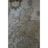 Robert Morden engraved and coloured map of Scotlan