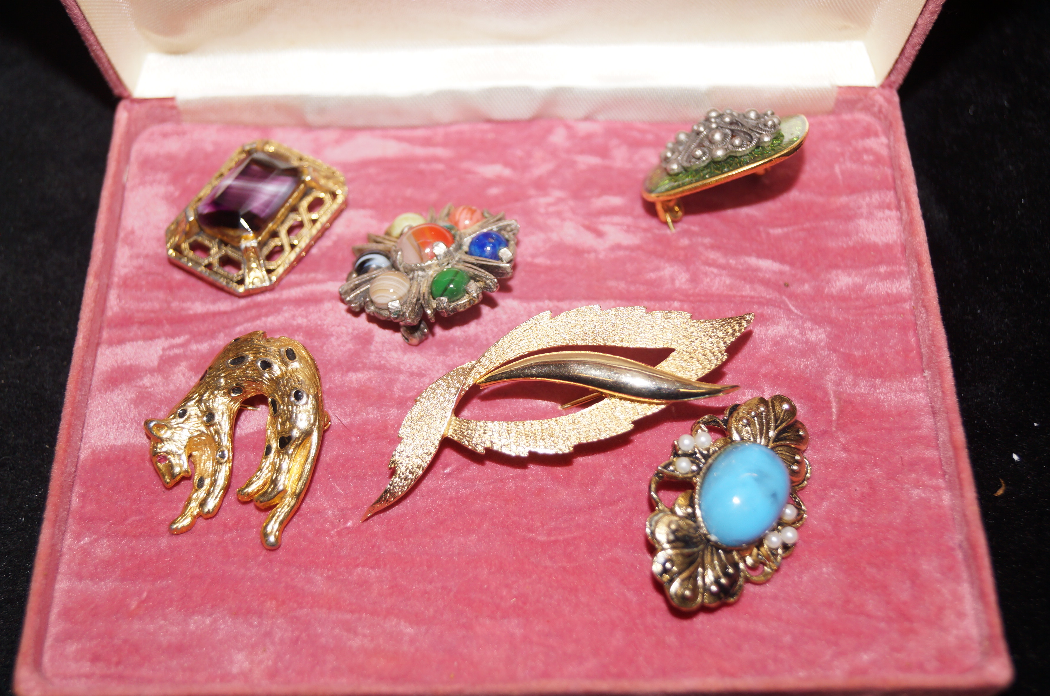 Collection of 6 pin brooches