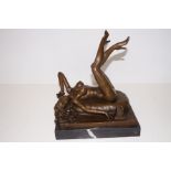 Bronze nude figure on marble base Height 21cm x Wi