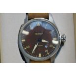 Parnis automatic wristwatch with date aperture . B