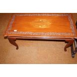 Brass inlaid mahogany coffee table