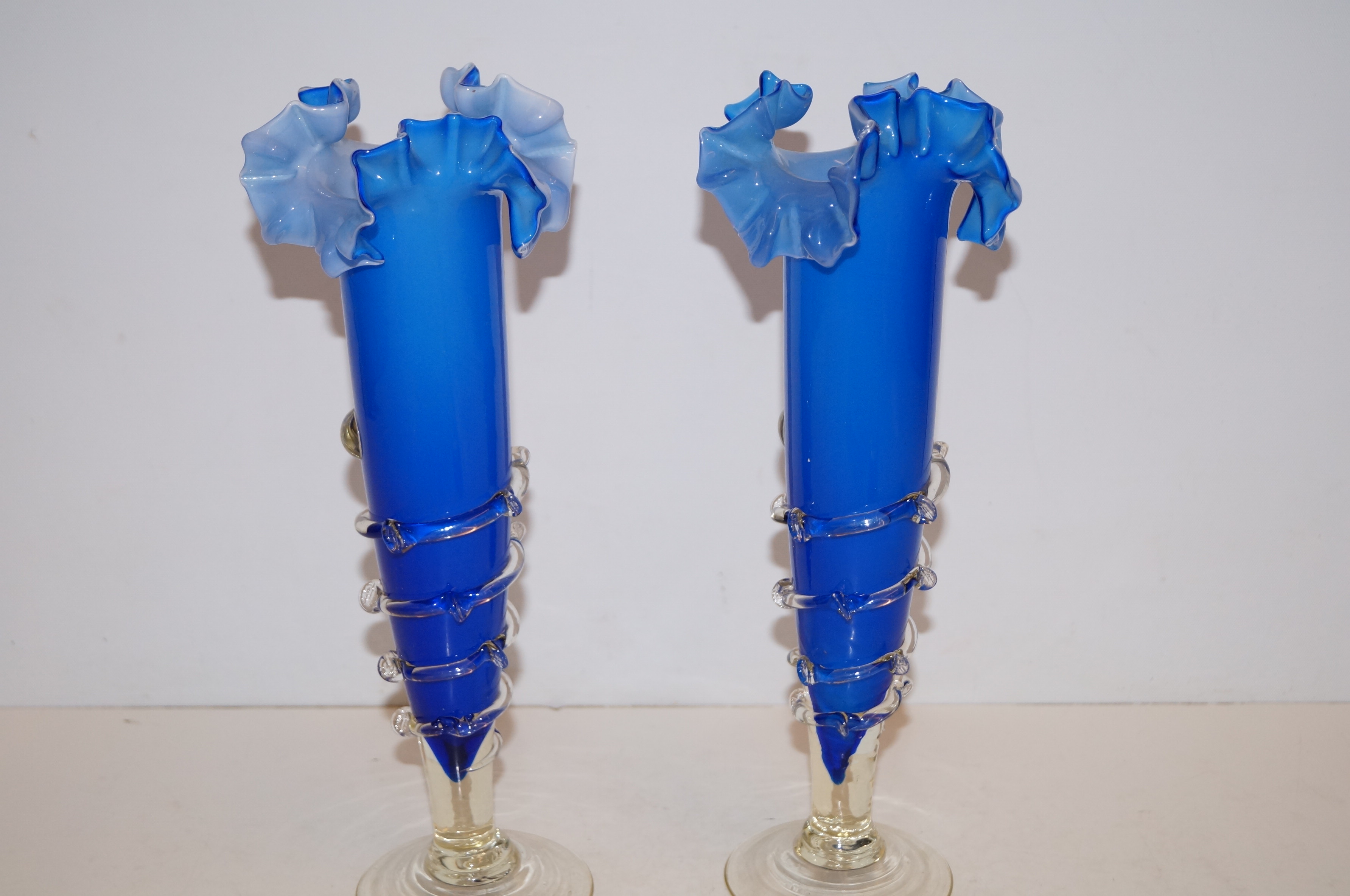 Pair of Italian glass vases, one a/f, height 29cm