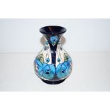 Moorcroft vase in the Rennie Rose Blue pattern, he