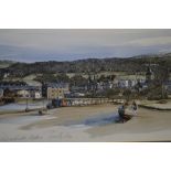 Framed watercolour 'Kirkcudbright Harbour' signed