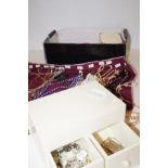 A box of costume jewellery and boxes