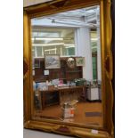 Gilt framed and bevel edge wall mirror