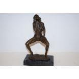 Bronze nude figure on marble base, height 32cm