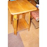 Arts and crafts golden oak side table with tulip f