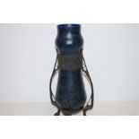 Art Nouveau style blue glass vase in metal mount 3