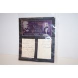 A montage featuring a letter written and signed by