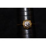 18 ct gold and solitaire diamond ring size P