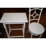 Painted oak bedroom chair and side table